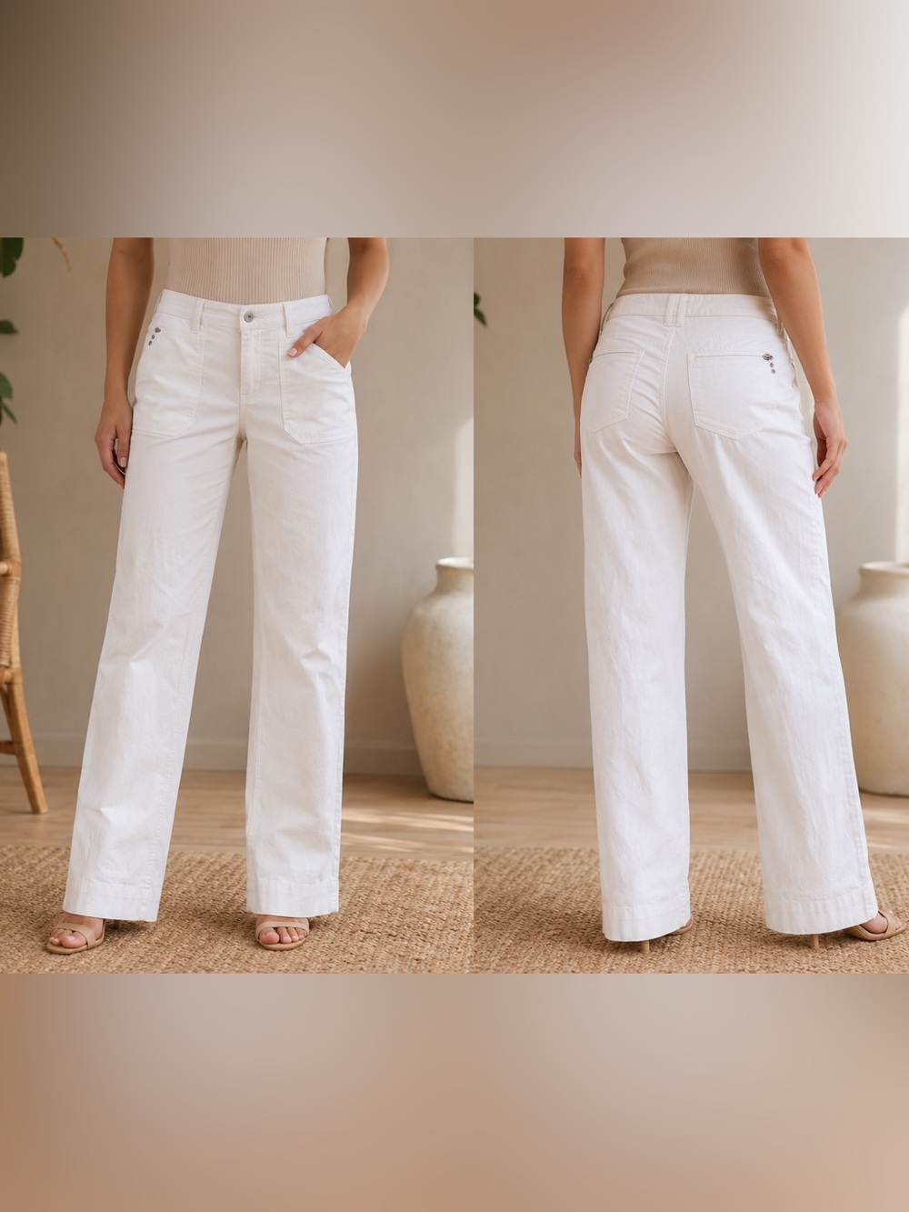 White Mark Straight-Leg White Jeans
